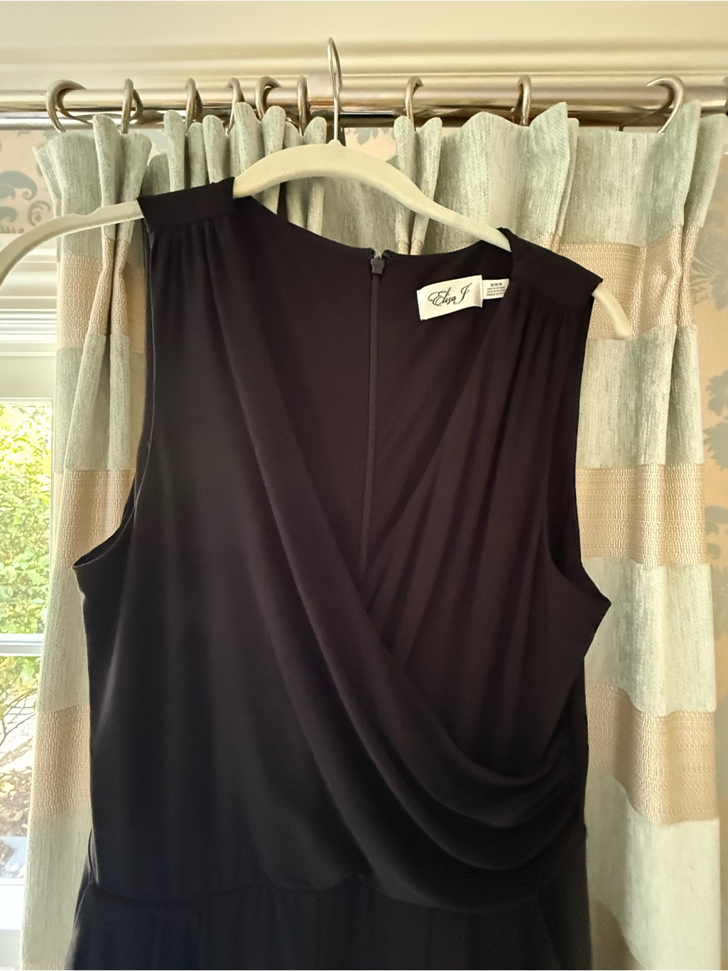 Eliza J Black Sleeveless Draped Wrap-Front Dress